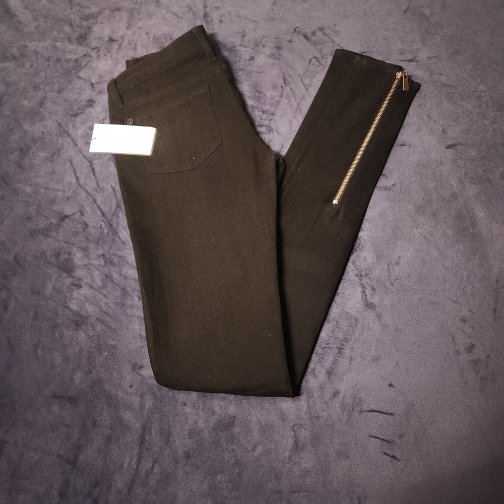 Rock & Republic Pants Womens 25 Black Denim Leg Zip (2A)